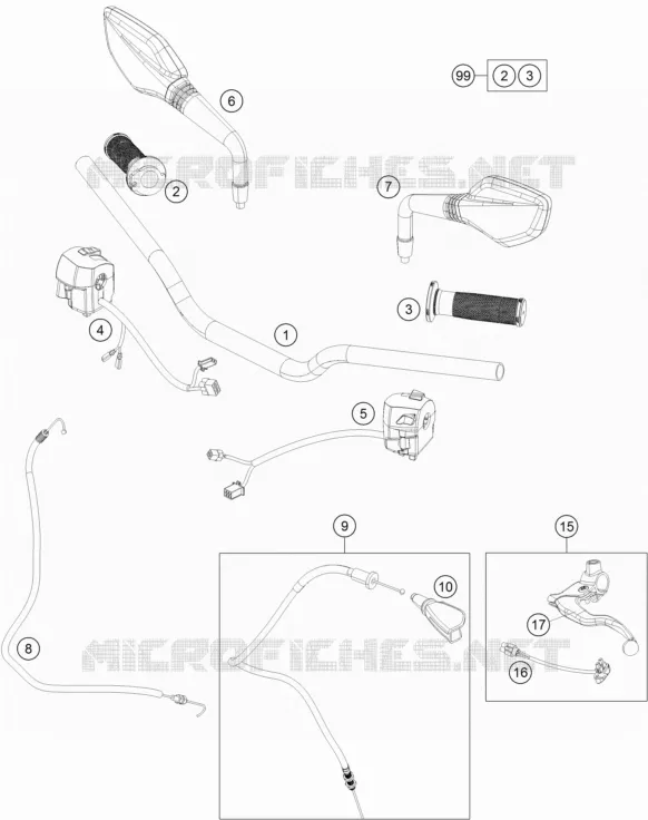 GUIDON / COMMANDES KTM MOTO 200 2016 DUKE  200 DUKE WHITE NON ABS