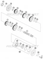 BOITE DE VITESSES   ARBRE SECONDAIRE pour KTM 200 DUKE WHITE NON ABS de 2015