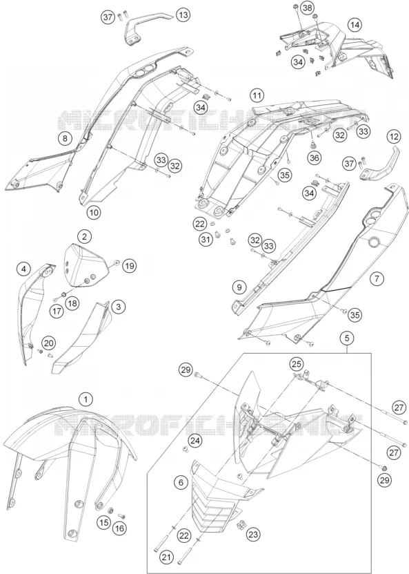 PLASTIQUES KTM MOTO 200 2015 DUKE  200 DUKE ORANGE NON ABS