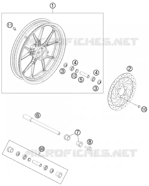 ROUE AVANT KTM MOTO 200 2015 DUKE  200 DUKE WHITE NON ABS