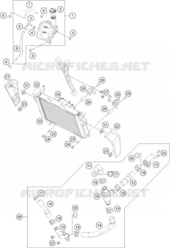 CIRCUIT DE REFROIDISSEMENT KTM MOTO 200 2013 DUKE  200 DUKE ORANGE ABS
