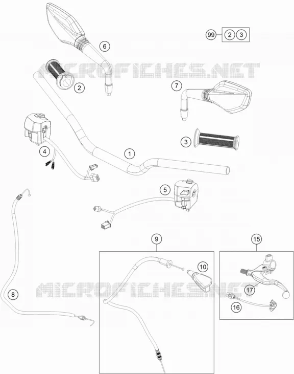 GUIDON / COMMANDES KTM MOTO 200 2013 DUKE  200 DUKE WHITE ABS