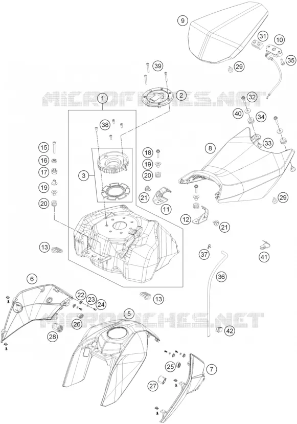 RESERVOIR / SELLE KTM MOTO 200 2013 DUKE  200 DUKE WHITE ABS