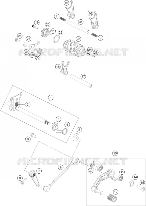 MECANISME DE SELECTION DE VITESSES KTM MOTO 125 2013 DUKE  125 DUKE ORANGE ABS