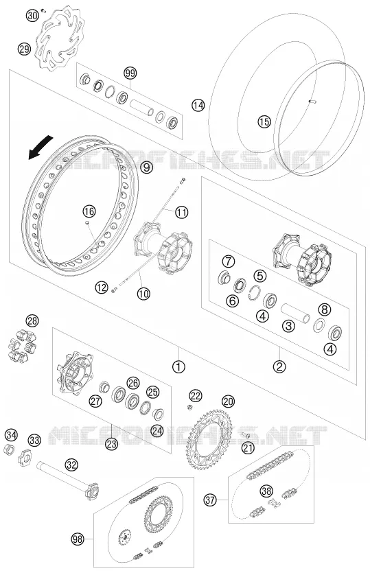 ROUE ARRIERE KTM MOTO 690 2009 ENDURO  690 ENDURO